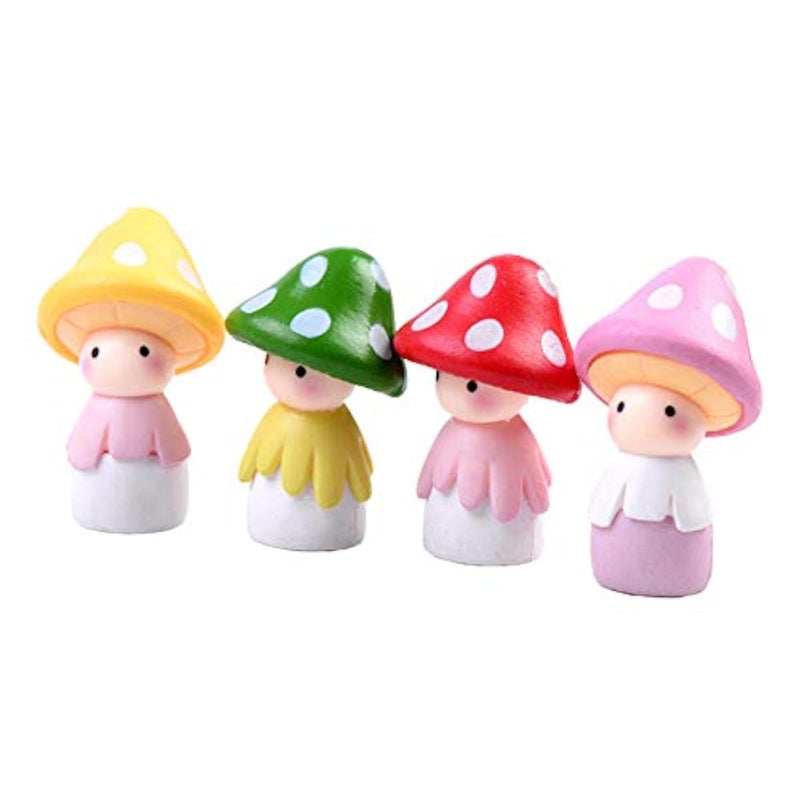 MAOMIA Fairy Mushroom Doll Figurines 4 Pcs Miniature Fairy Garden Micro Landscape Mini Dollhouse Garden Decoration Outdoor Decoration - Image 1